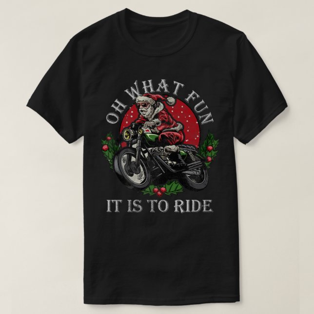 Biker Santa Motorcycle Fan Frohe Weihnachten Weihn T-Shirt (Design vorne)