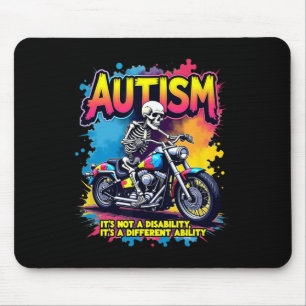 Biker-Skelett fährt Motorrad Puzzle Autismus-Bewus Mousepad
