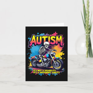 Biker Skeletter Motorrad Puzzle Autism Awa Karte