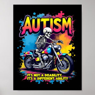 Biker Skeletter Motorrad Puzzle Autism Awa Poster
