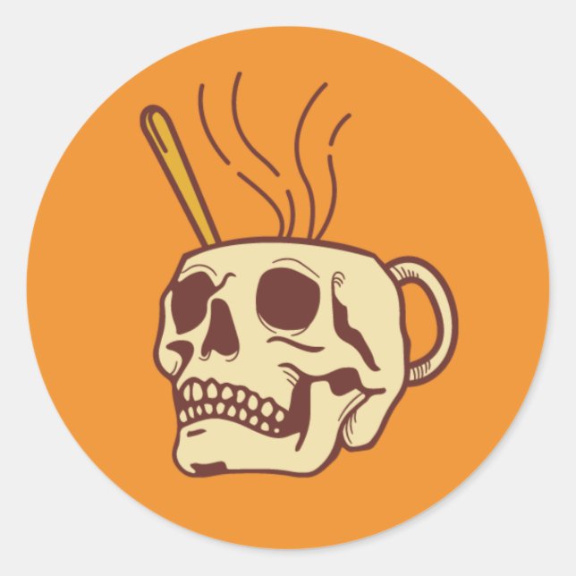 Biker Skull Runder Aufkleber (Vorderseite)