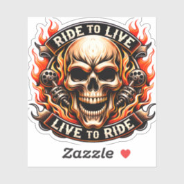 Biker-Totenkopf-Motto: Reiten um zu leben, leben u Aufkleber