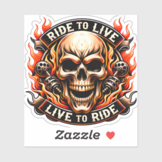 Biker-Totenkopf-Motto: Reiten um zu leben, leben u Aufkleber