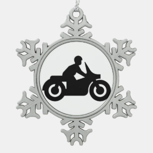 BIKER TYP SCHNEEFLOCKEN Zinn-Ornament
