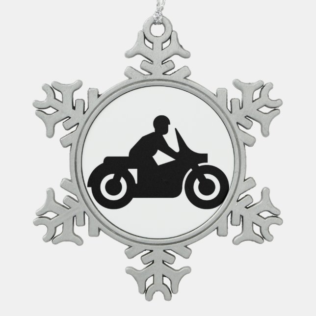 BIKER TYP SCHNEEFLOCKEN Zinn-Ornament (Vorderseite)