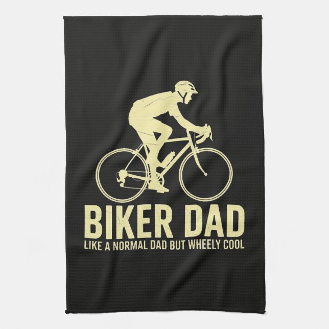 Biker-Vater wie ein normaler Vater Geschirrtuch (Vertikal)
