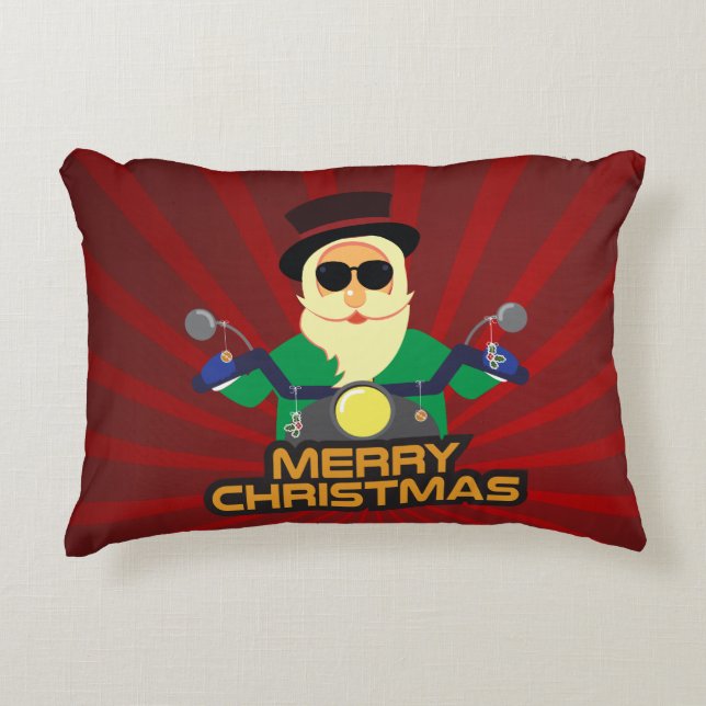 Biker Weihnachtsbaum Kissen 16" x 12" (Vorderseite)