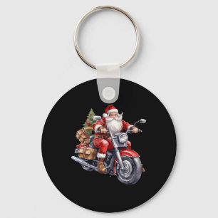 Biker Weihnachtsmann über Motorrad Spaß Weihnachts Schlüsselanhänger