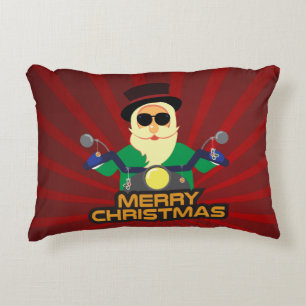 Biker-Weihnachtsmann-Weihnachts-Wurfkissen 40 cm x Zierkissen