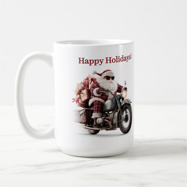 Biker Weihnachtsmann Weihnachtskaffee-Pause Kaffeetasse (Links)
