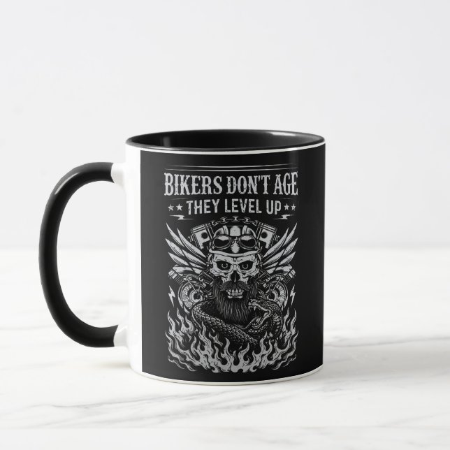 Bikers Don'T Age They Level Up, Mug Tasse (Links)