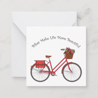 Bikes Make Life More Beautiful - Red Bike Mitteilungskarte