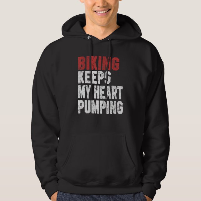 Biking  For Men Women Biking Keeps My Heart Dad Hoodie (Vorderseite)