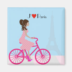 Biking in Paris Fridge Magnet