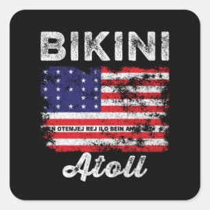 Bikini-Atoll-Flagge Distressed Bikini-Flagge Quadratischer Aufkleber