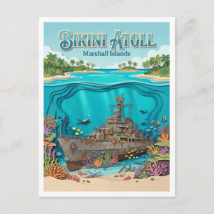 Bikini-Atoll WWII-Wracks Marshallinseln Postkarte