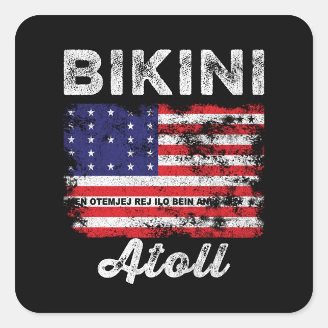 Bikini-Atollfahne gebeutelt Bikini-Flagge Quadratischer Aufkleber (Vorderseite)