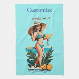Bikini Babe Big Hat - Big Cocktail Thunder_Cove Geschirrtuch