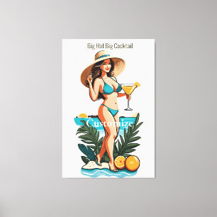 Bikini Babe Big Hat - Big Cocktail Thunder_Cove Leinwanddruck