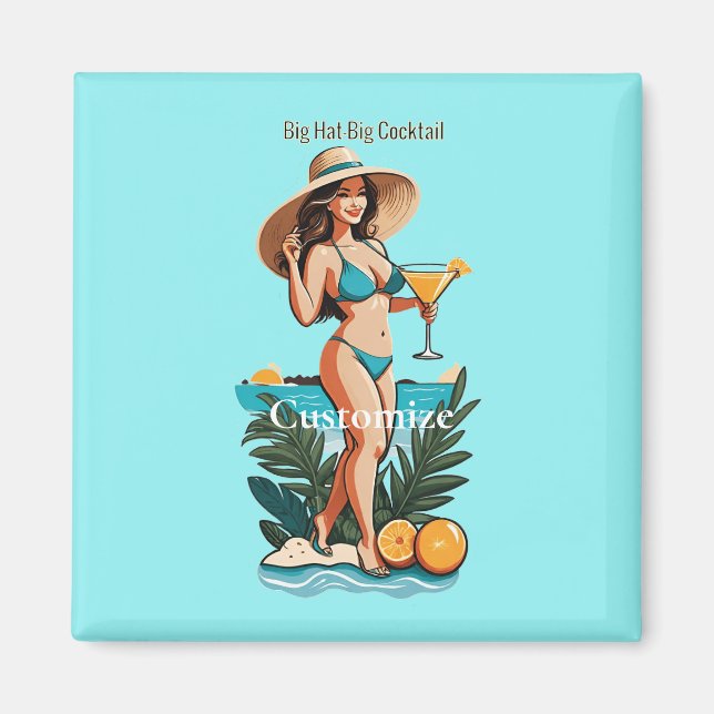 Bikini Babe Big Hat - Big Cocktail Thunder_Cove Magnet (Vorne)