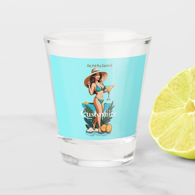 Bikini Babe Big Hat - Big Cocktail Thunder_Cove Schnapsglas (Vorderseite)
