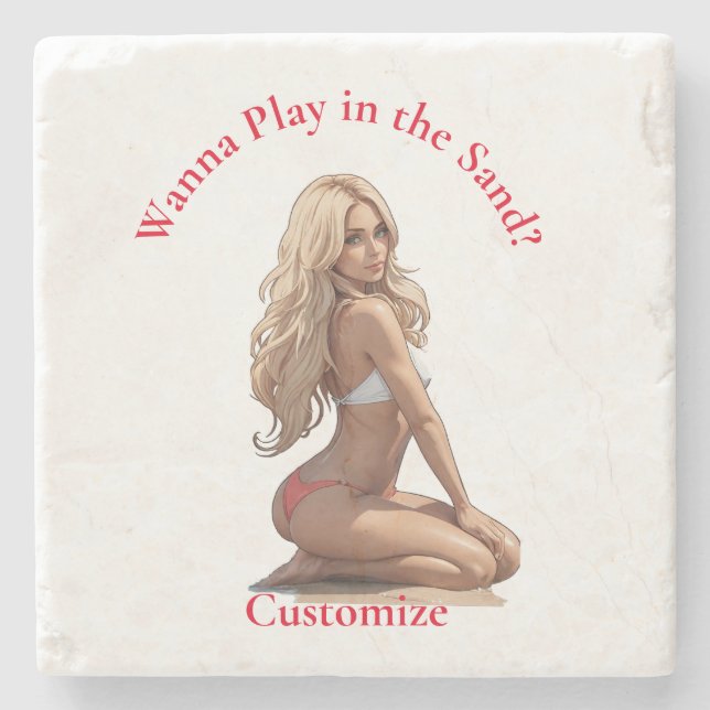 Bikini Beach Girl Thunder_Cove Steinuntersetzer (Vorderseite)