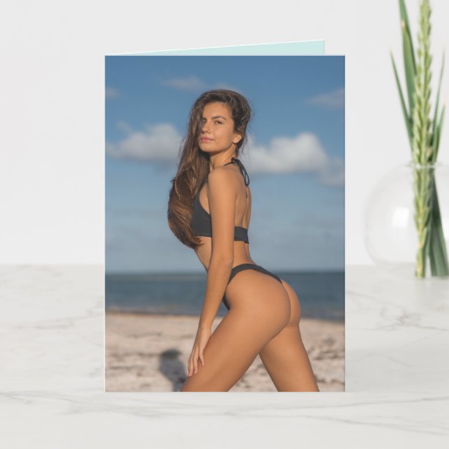 BIKINI BEACH MIRL FUNNY BIRTHDAY Grußkarte Karte (Vorderseite)