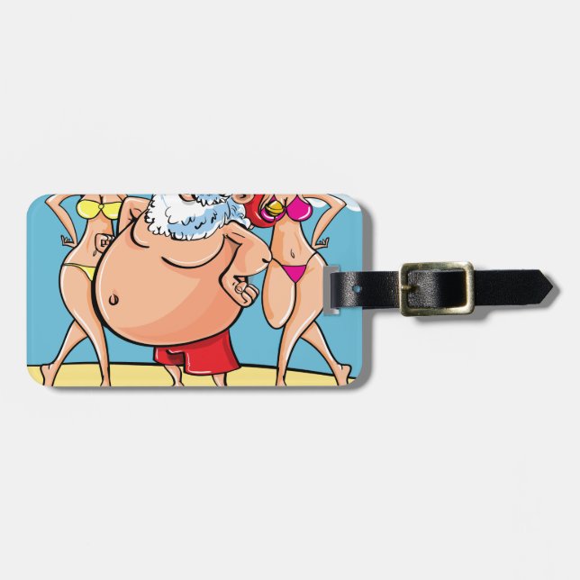 Bikini Beach Santa Claus Gepäckanhänger (Vorderseite horizontal)