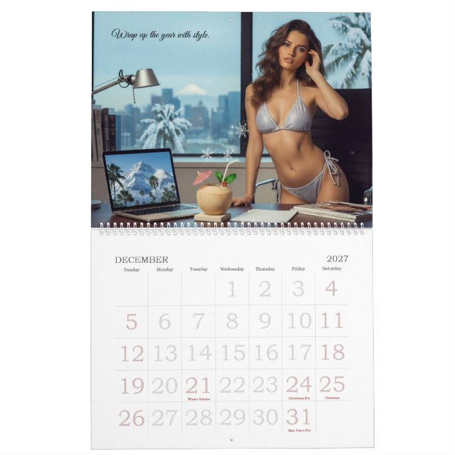 Bikini Business Wall Calendar Glamour Beach Models Kalender (Dez 2027)