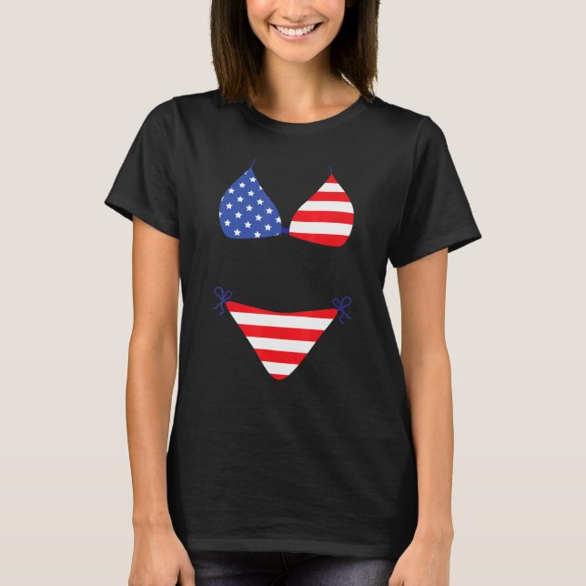 Bikini Cover Up Swimsuit 4. Juli American Fla T-Shirt (Vorderseite)
