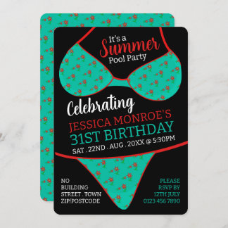 Bikini Design, Summer Pool Party Geburtstag Einladung