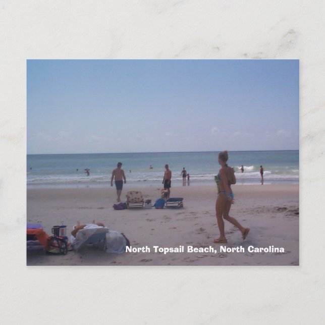 Bikini Girl am Strand von North Topsail Postkarte (Vorderseite)
