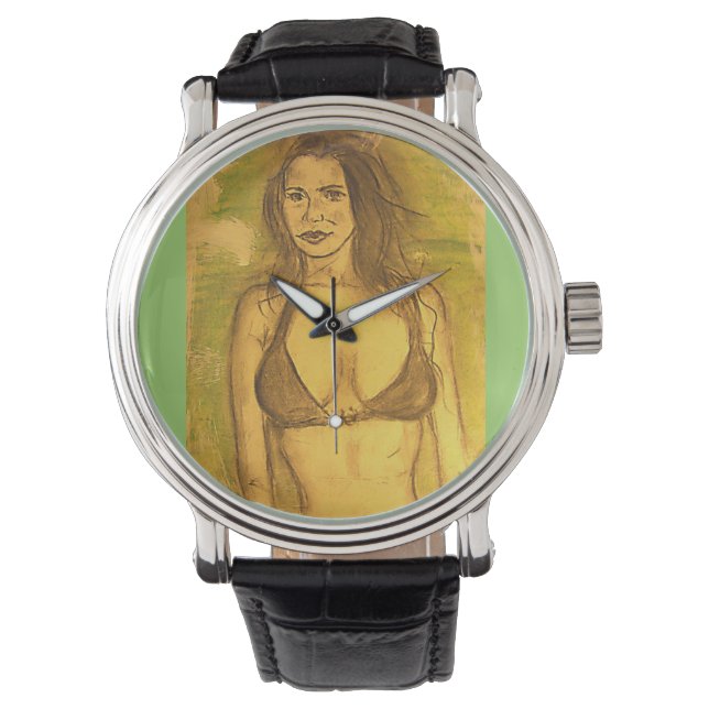 Bikini Girl Art Armbanduhr (Vorderseite)