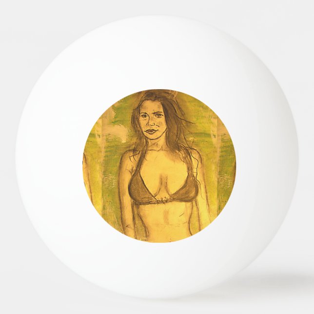 Bikini Girl Art Tischtennisball (Vorderseite)