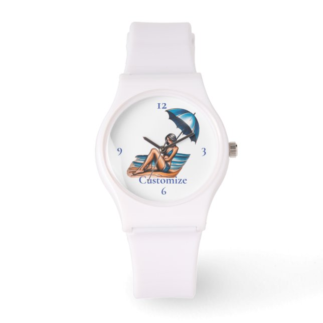Bikini Girl Beach Napping Thunder_Cove Armbanduhr (Vorderseite)