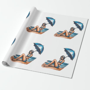 Bikini Girl Beach Napping Thunder_Cove Geschenkpapier