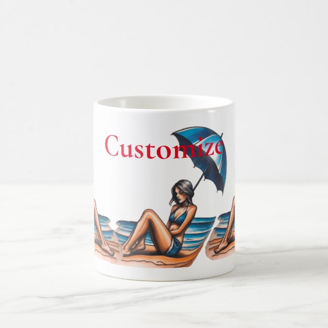 Bikini Girl Beach Napping Thunder_Cove Kaffeetasse (Mittel)