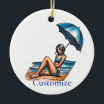 Bikini Girl Beach Napping Thunder_Cove Keramik Ornament<br><div class="desc">Bikini Girl Beach Napping unter einem Sonnenschirm, um sich persönlich zu fühlen</div>