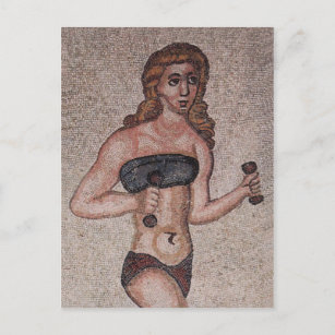 Bikini Girl Mosaic - Gewichte heben - Roman Postkarte