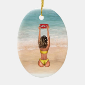 Bikini Girl sur la plage ornement de Noël