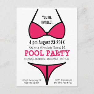 Bikini Girl Sweet 16 Pool Party Einladung