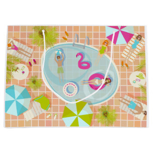 Bikini-Girls und Typ spielen Schwimmbadspiel Große Geschenktüte