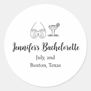Bikini Glas Cocktail Junggesellinnenabschied Name  Runder Aufkleber