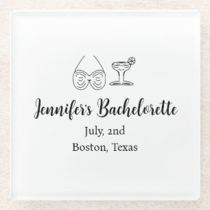 Bikini Glascocktail Junggeselinnen-Abschied Name Glasuntersetzer