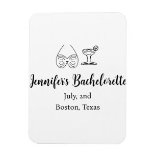 Bikini Glascocktail Junggeselinnen-Abschied Name Magnet