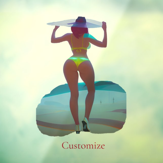 Bikini Hintern Beach Girl Thunder_Cove Fensteraufkleber (Blatt 3)
