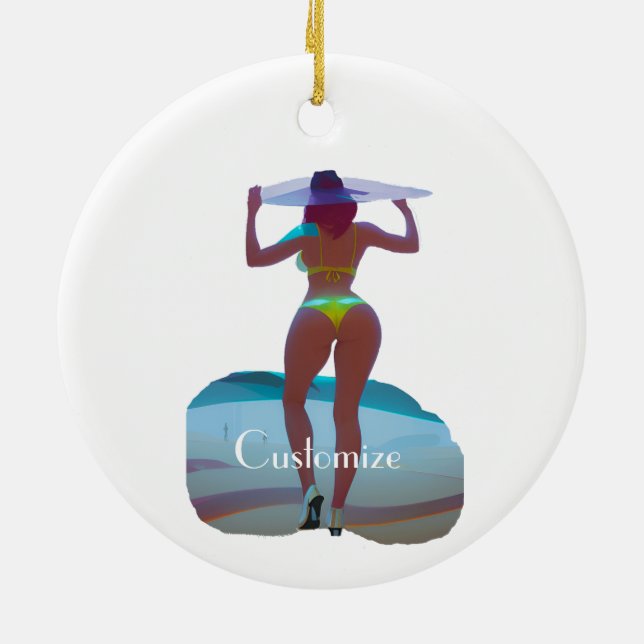 Bikini Hintern Beach Girl Thunder_Cove Keramik Ornament (Hinten)