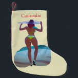 Bikini Hintern Beach Girl Thunder_Cove Kleiner Weihnachtsstrumpf<br><div class="desc">Curvacous Bikini Hintern Beach Girl mit großem Hut zum Anpassen,  personalisieren,  indem Sie Ihren Namen ändern</div>