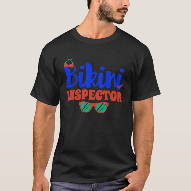 Bikini Inspector Erwachsene Pun Pool Party T-Shirt (Vorderseite)