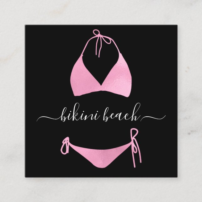Bikini Lingerie Beach Kostüme Unterwäsche Shop Pin Quadratische Visitenkarte (Vorderseite)